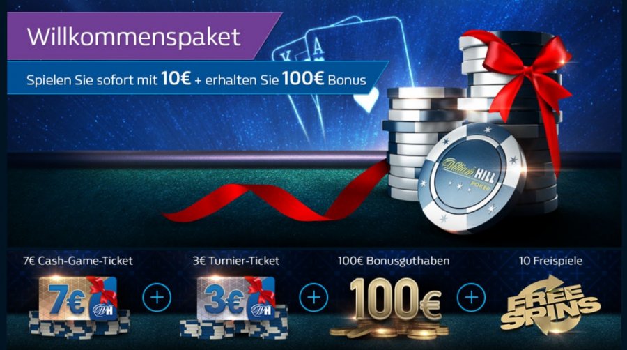 William Hill Poker Willkommenspaket & 200% Neukundenbonus bis zu 1500€