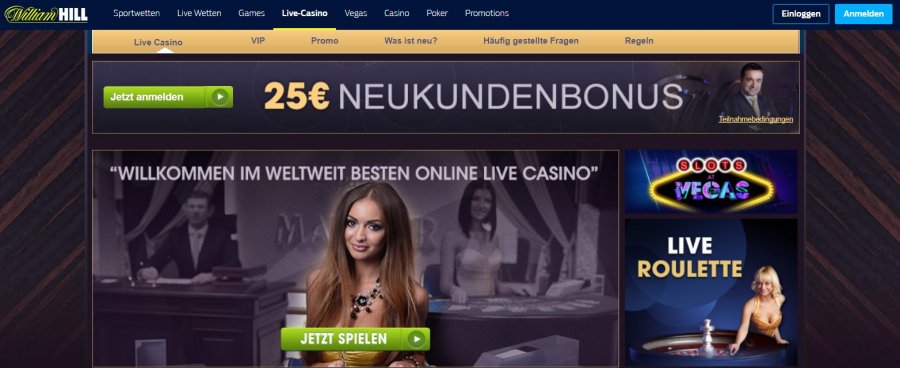 William Hill Live Casino & 200€ Bonuscode im Games Bereich