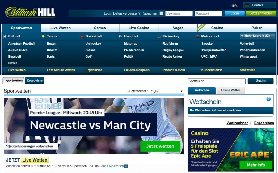 William Hill Virtuelle Sportwetten » Online Wetten & Gewinne