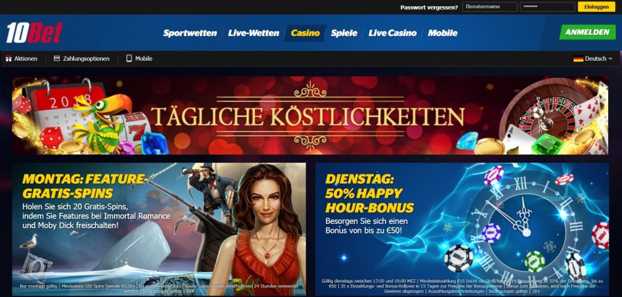 10Bet Casino + 50% Bonus & Gratis Spins