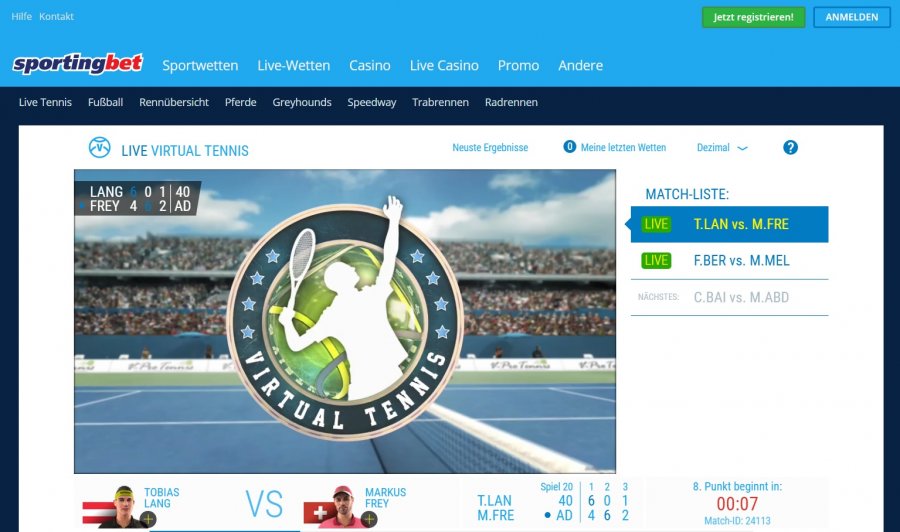 Sportingbet Live-Wetten » Live Wetten Angebot + Live-Stream