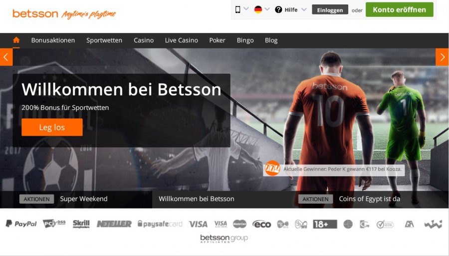 Betsson Bonus Code » 200% Bonus bis zu 80€ & 40€