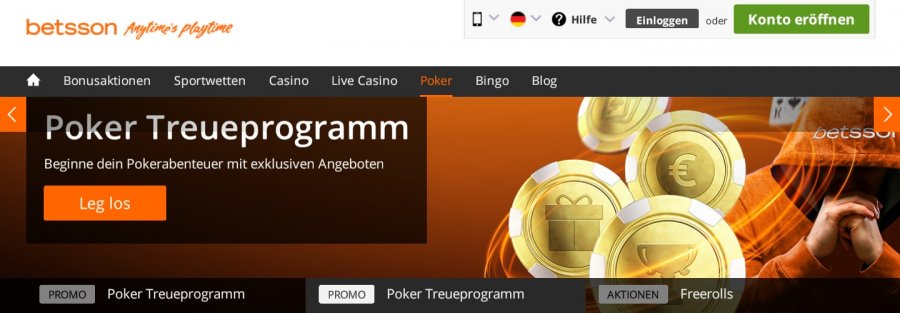 Betsson Poker Treueprogramm » 30% Cashback + Freerolls & Challenges