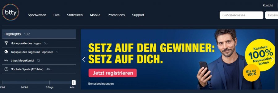 Btty Bonus Code 2020 » 100% Bonus + 100€ für Neukunden