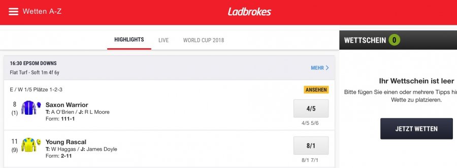 Ladbrokes Cash Out Option für Sportwetten