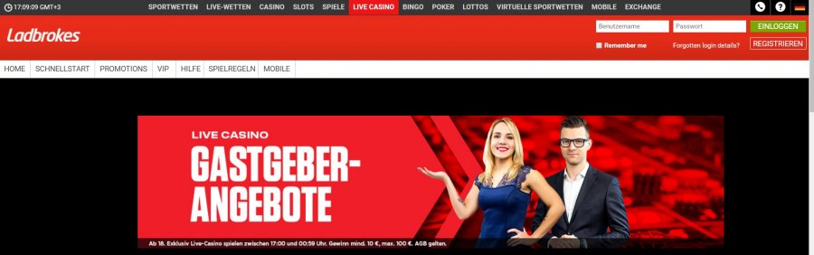 Ladbrokes Cash-Aktion » bis zu 100 € im Live Casino