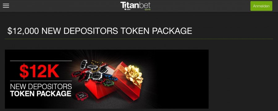 Titan Poker Angebot » Token Paket bis zu 12 000 $ für Neukunden