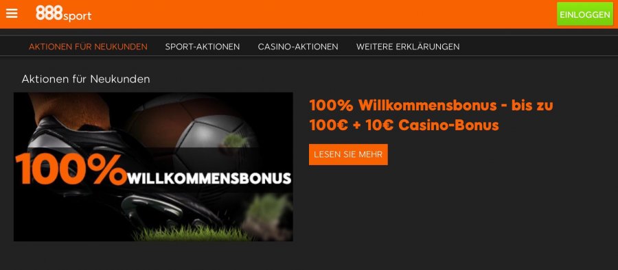 888sport Bonuscode 2020 » 100% Bonus bis zu 100€ + 10€