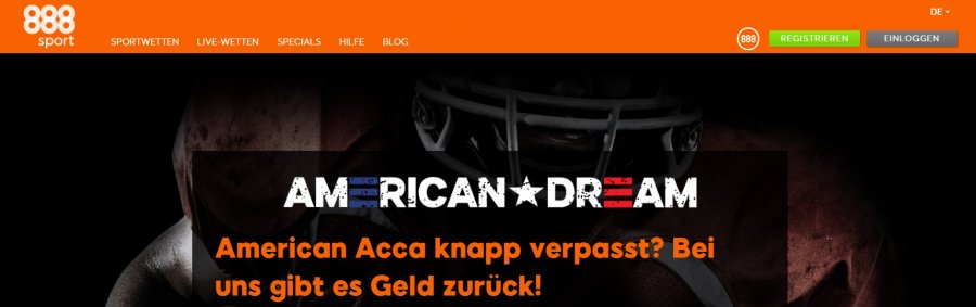 888sport Angebot » American Acca bis zu 25€ + Sportwetten