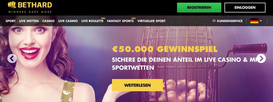 Bethard Live Casino + Sportwetten » Gewinnspiel von 50000€